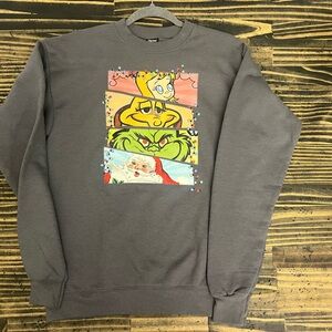 Hanes Gray Crewneck Sweater with Ribbed Cuffs